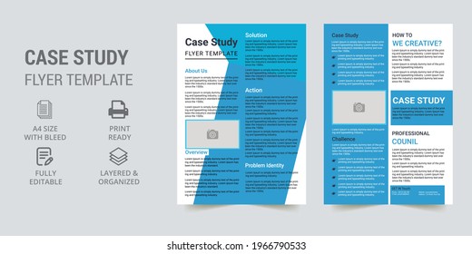 Case Study Template, Flyer Template design with Case Study. Double Side Flyer, Brochure Cover, Poster design.