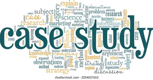 Case study vector illustration word cloud isolated on white background.