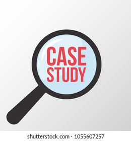Case Study Word Magnifying Glass. Vector illustration