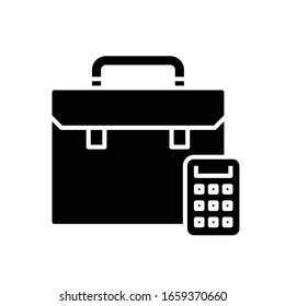 El estuche proporciona icono negro, ilustración conceptual, símbolo plano vectorial, signo de glifo.