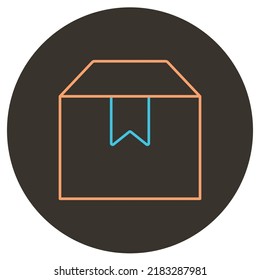 Case two color icon outline on dark brown round background.