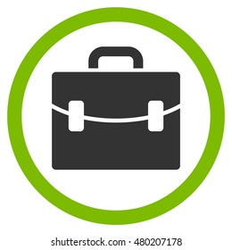 Case vector bicolor rounded icon. Image style is a flat icon symbol inside a circle, eco green and gray colors, white background.
