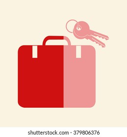 Case. Vector icon isolated wit key icon