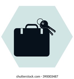 Case. Vector icon isolated wit key icon
