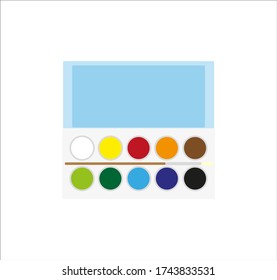 case of watercolors and brush. Illustrator for web and mobile design.