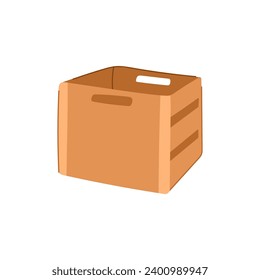 case wooden crate cartoon. texture container, cargo export, empty realistic case wooden crate sign. isolated symbol vector illustration