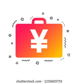 Case with Yen JPY sign icon. Briefcase button. Colorful geometric shapes. Gradient case icon design.  Vector