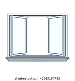 casement window frame cartoon. jamb muntin, pane vinyl, wood aluminum casement window frame sign. isolated symbol vector illustration