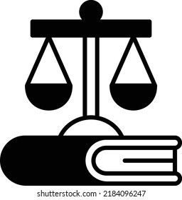 Rechtssachen, die mit dem Symbol Vektorsymbol gekennzeichnet sind, Kanzlei und Rechtsinstitutionen Stock-Illustration, Buch des Rechtskonzepts
