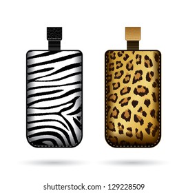 Cases for cell phone with animal print - vector illustration