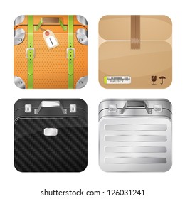 Cases and parcel icons, iOS style icons