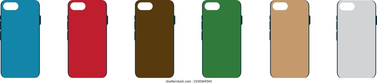 cases set for smartphone with shadow isolated on white background. realistic and detailed silicone protection for mobile phone. stock vector illustration
