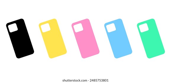 Cases set for smartphone with shadow isolated on white background. realistic and detailed silicone protection for mobile phone. stock vector illustration