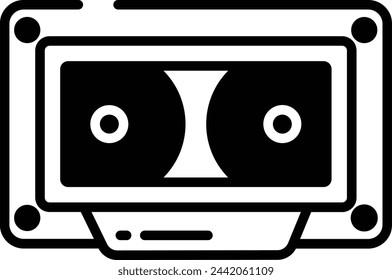 Casette glyph and line vector illustration