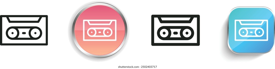 casette icon. Thin Linear, Regular and Button Style Design Isolated On White Background
