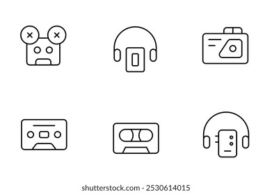 icono de casete, walkman, cinta de casete, icono de música retro. Trazo editable. y conveniente para la página de Web, App móvil, UI, diseño de UX.