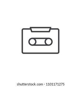 Casette Tape Outline Icon. Linear Style Sign For Mobile Concept And Web Design. Audio Tape Simple Line Vector Icon. Symbol, Logo Illustration. Pixel Perfect Vector Graphics