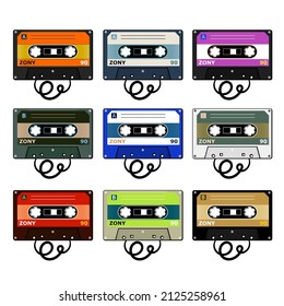 Casette Tapes, Retro, 90, 80, Vintage, gráficos web, anuncios, pegatinas, logo, clip-art, estéreo, mixtape, retrógrado, vieja escuela, nostalgia, vector