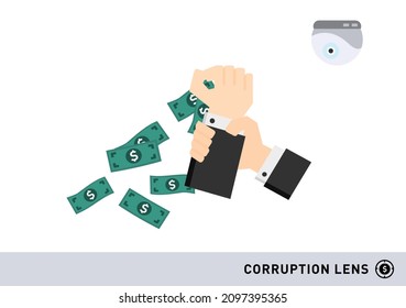 cash abandon from hand catches with detector camera vector isolated on white background