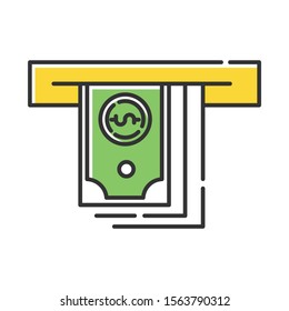 Cash Advance Color Icon. Lending Money. Pay For Credit, Loan. Currency Withdrawal From ATM. Managing Finances And Personal Budget Account. Economy Industry. Isolated Vector Illustration