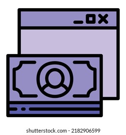 Umriss-Vektorgrafik des Cash-App-Symbols. Online Bank. Digitaler Account