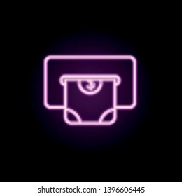 cash from ATM neon icon. Elements of bank set. Simple icon for websites, web design, mobile app, info graphics
