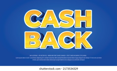 Cash Back 3d Style Editable Text Effect