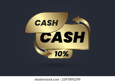 Un concepto de banner de devolución de efectivo de hasta un 10 por ciento de plantilla de venta. Reembolso y devolución de dinero después de la oferta especial de compras comercio comercio ilustración vectorial del acuerdo financiero aislado en un fondo oscuro