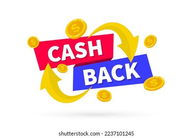 Bannerdienst für Bargeld. Sparen des Geldkonzepts. Kostenerstattungskennzeichnung. Online-Bareinzahlung. Geld-Economy-Service, Einkaufspartner-Programm. Sparen Sie. Vektorgrafik