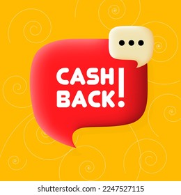 Cash back banner. Speech bubble with Cash back text. Business concept. 3d illustration. Spiral background. Vector line icon for business and advertising.