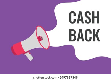 Cash Back Botón, Anuncio, etiqueta, Plantilla para el Sitio web. Cash Back texto con el icono de megáfono colorido