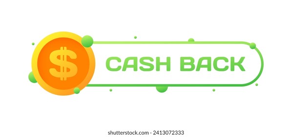 Schaltfläche "Zurück". Flat, Farbe, Dollar-Münzsymbol, Bargeld-Back-Taste. Vektorsymbol