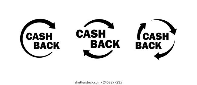 Cash back button icons. Silhouette style. Vector icons