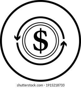 Cash Back Coin Icon. Thin Circle Stencil Design. Vector Illustration.