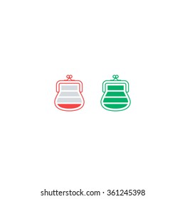 Cash Back Concept, Fast Loan, Quick Money, Easy Finance, Credit Approval, Budget Plan, Financial Loss, Empty And Full Purse, Return On Investment, Revenue Improvement, Vector Line Icon