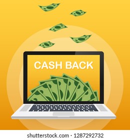 Cash back concept. Money icons for cash back, commerce or transfer payments online service. Vector stock illustration. 