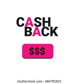 Cash Back concept pink button vector illustration 