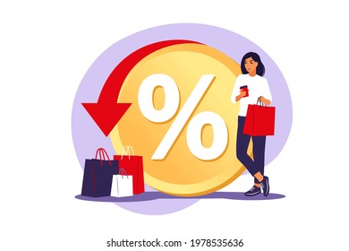 Cash back concept. Saving money. Loyalty program. Rebate program. Selling discount concept. Cash back service. Cost transfer. Vector illustration. Flat.
