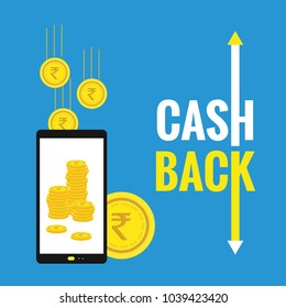 Cash Back Concept Vector. Realistic Wallet And Gold Coins. Online Payment, Shopping. Money Refund Label. Isolated Illustration