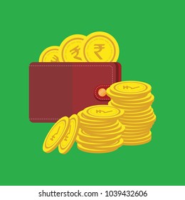 Cash Back Concept Vector. Realistic Wallet And Gold Coins. Online Payment, Shopping. Money Refund Label. Isolated Illustration
