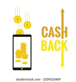 Cash Back Concept Vector. Realistic Wallet And Gold Coins. Online Payment, Shopping. Money Refund Label. Isolated Illustration