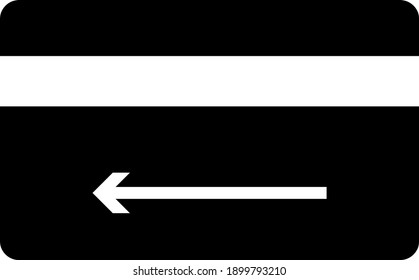 Cash Back Credit Card Icon. Black Glyph Design. Vector Illustration.