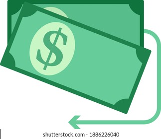 Icono Billetes en Dólares Efectivos. Diseño de color plano. Ilustración vectorial.