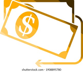 Cash Back Dollar Banknotes Icon. Flat Color Ladder Design. Vector Illustration.