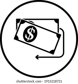 Cash Back Dollar Banknotes Icon. Thin Circle Stencil Design. Vector Illustration.