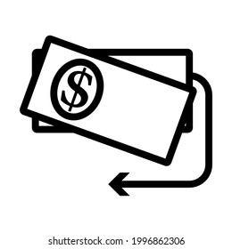 Symbol "Bargeld-Back-Dollar-Banknoten". Feines Rahmendesign mit bearbeitbarer Hubbreite. Vektorgrafik.