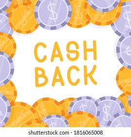 Cash back Dollar Falling Explosion Vector. Flat, Cartoon Gold Coins Illustration. Finance Coin Design. Currency Isolated