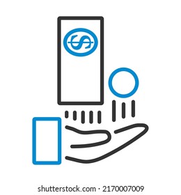 Cash Back To Hand Icon. Editable Bold Outline With Color Fill Design. Vector Illustration.