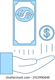 Zurück zum Hand-Symbol. Einfach mit dem Design der blauen Füllung übereinstimmen. Vektorgrafik.