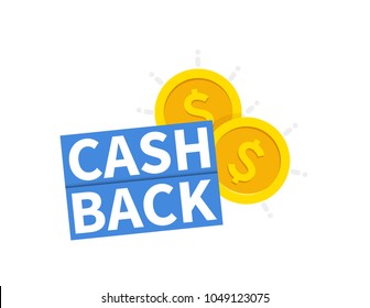 Cash Back icon. Isolated on white background. Cashback or money refund label. Vector illustration